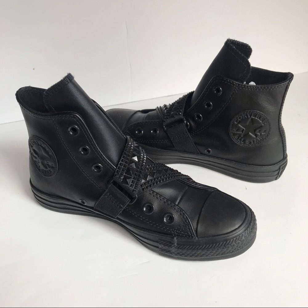 CONVERSE • black studded high top sneakers